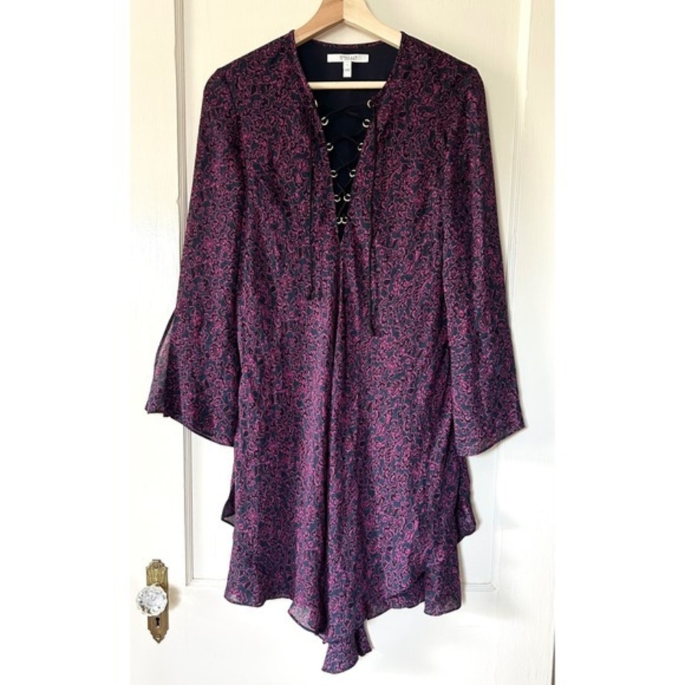 Derek Lam 10 Crosby 100%‎ Silk Dress Black Purple 6 Whimsigoth Fairy Witchy